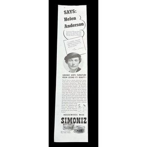 Simoniz Kleener 1938 Vintage Print Ad Cars Furniture Helen Anderson